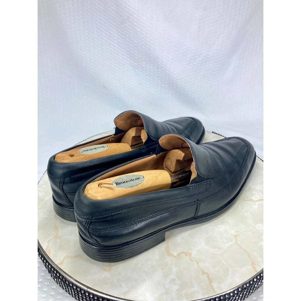 Clarks Tilden Free Leather Slip-On Dress Loafers Mens Sz 8.5W Black Office Shoes